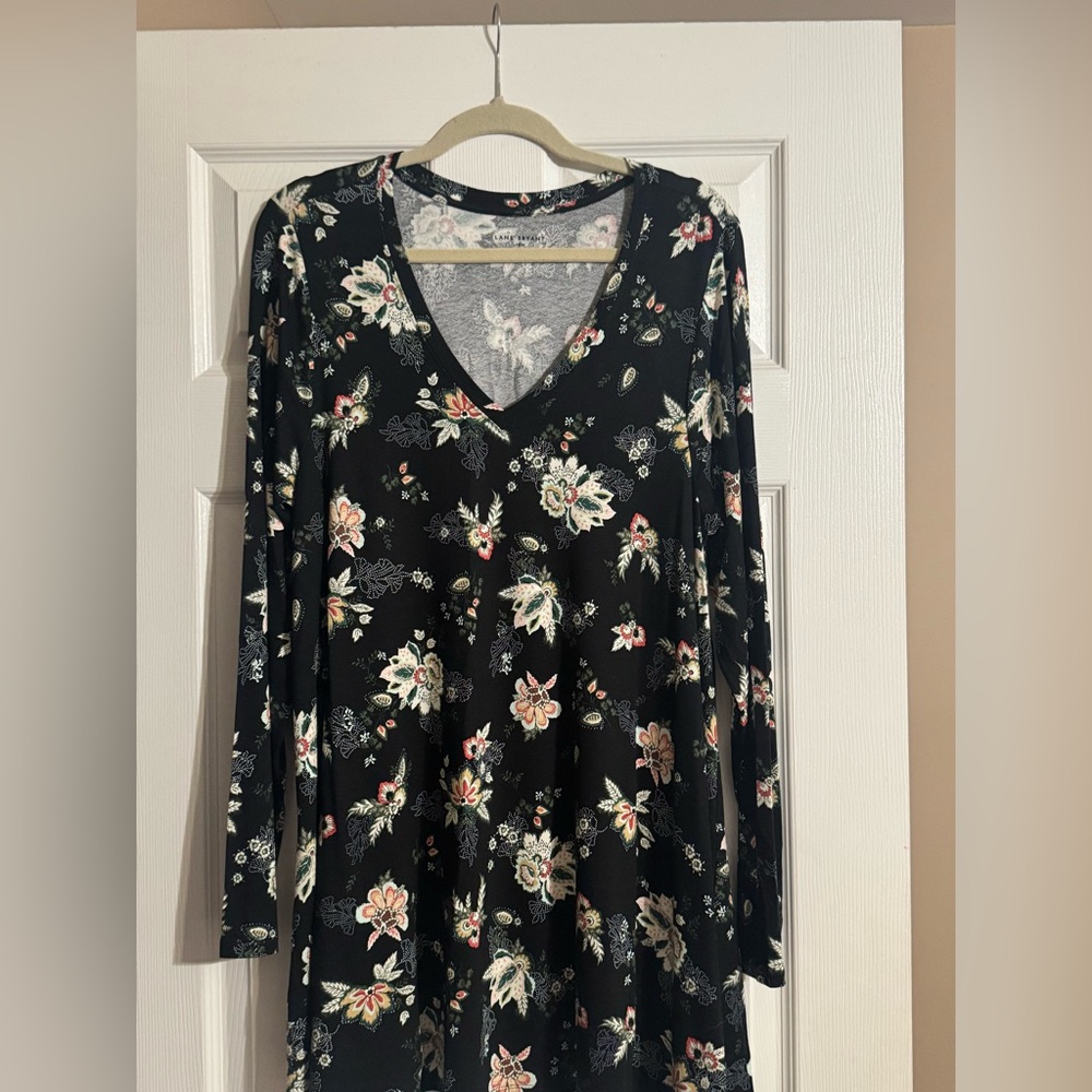 Lane Bryant Gray Floral Top